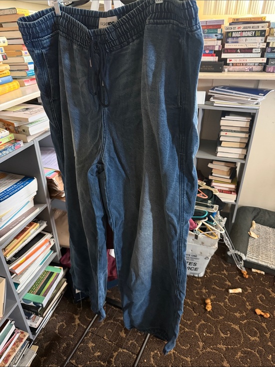 Fashion Nova Denim - Fashion Nova Dark Wash Blue Drawstring Jeans